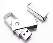 Stainless two mini USB drives on white background