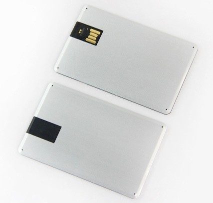 Silver Credit Card USB Drive On White Background