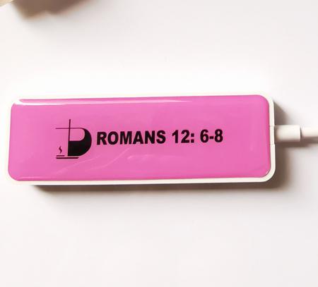 A pink color, Romans brand USB hub