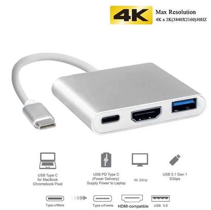 A silver color single wired USB hub with details