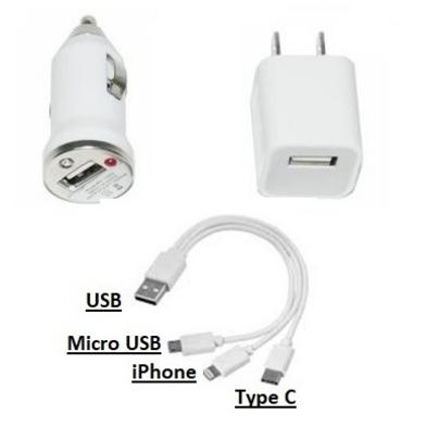 A white color Travel Charging Kit with accessories