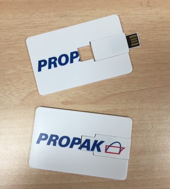 Propak Credit Card USB drive placed on desk