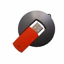 Orange color USB Drive on white background