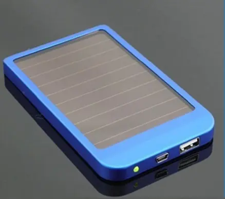 A solar panel installed power bank in blue color