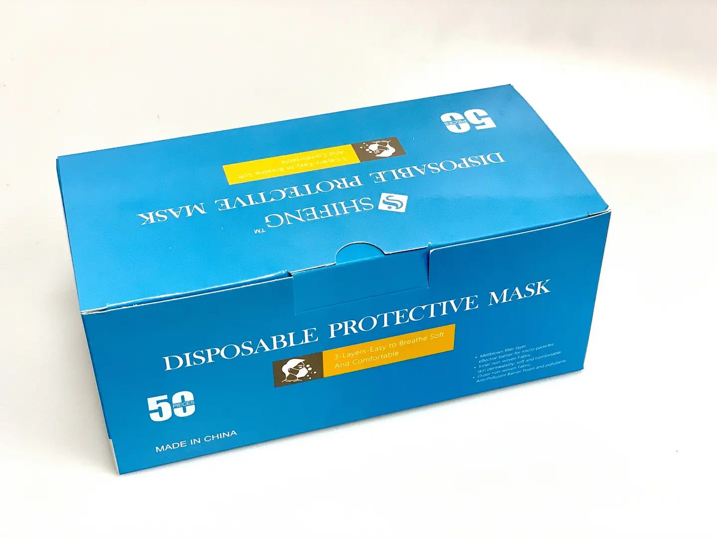 A Disposable Protective Mask Box in Blue Color