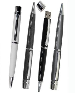 Four pens with USB drives on display of the website