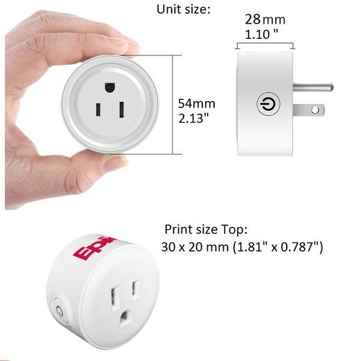 A hand holding a smart home plug with some informatic image