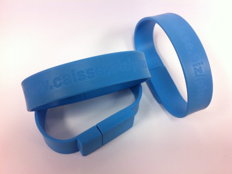 Blue color Bracelet USB Drives on White Background