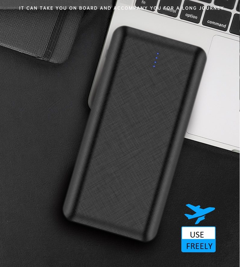 A Black Color Power Bank With Blue Light
