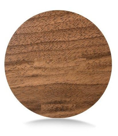A brown wooden color round wireless charger