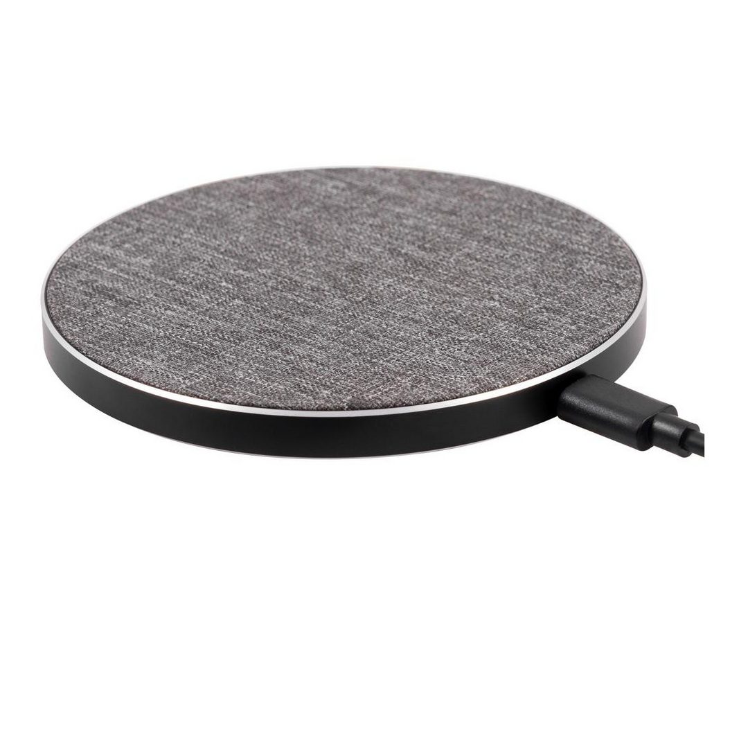 A black color round shaped wireless charger