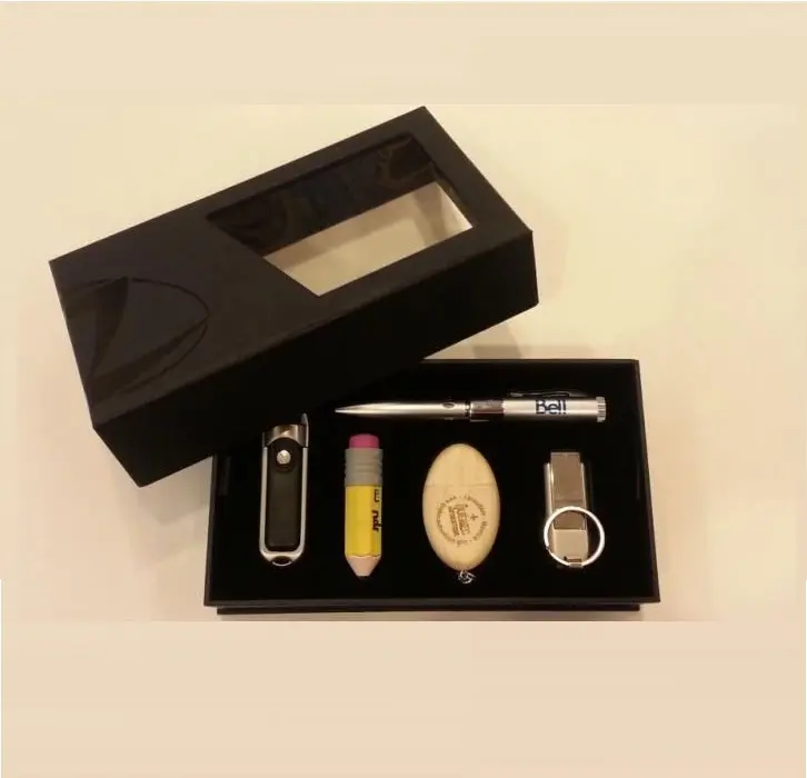 A Black Color Box With Keychains in a Foam Case