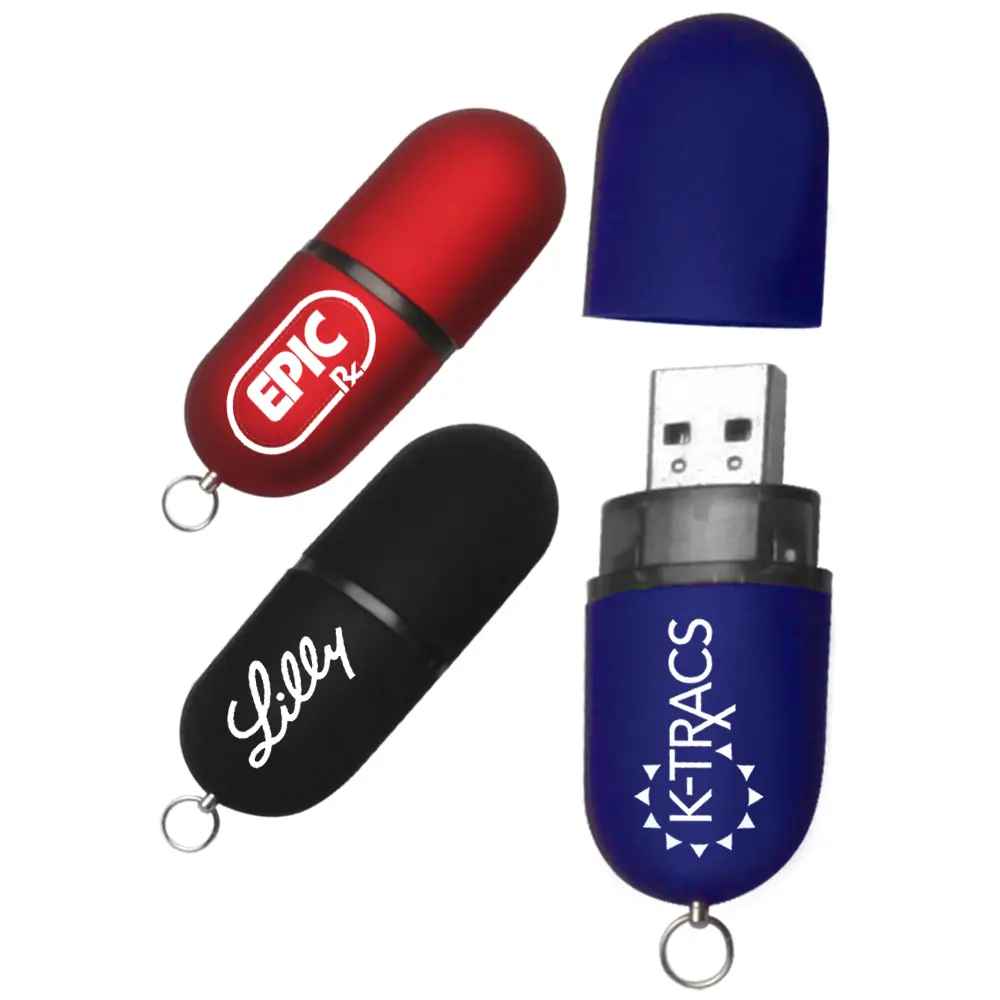 A capsule shaped USB device in different color
