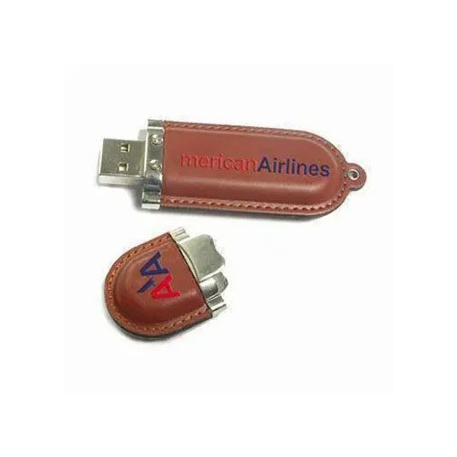 American Airlines text on leather USB drive