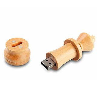 Wooden Chess USB Drive on white background
