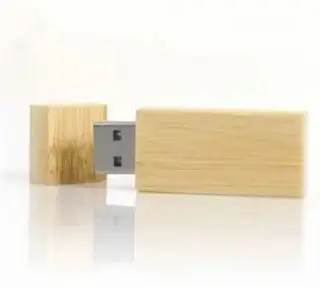 Wooden USB Drive on plain white background