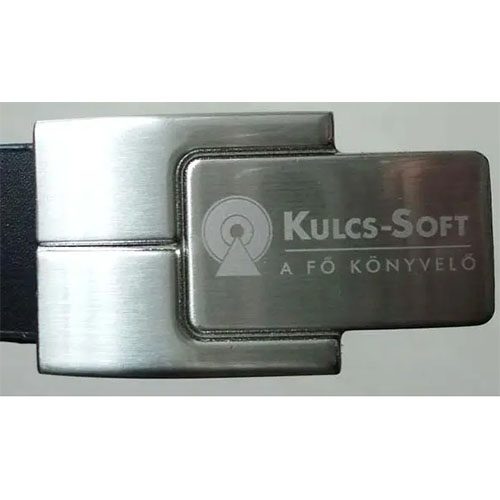 Stainless steel USB drive on white background