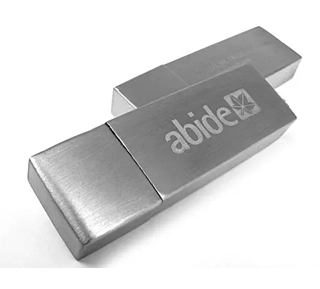 Abide Metal USB Drives in Silver on white background