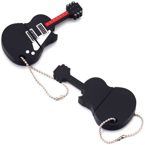 Black guitar shaped USB drive with Chain