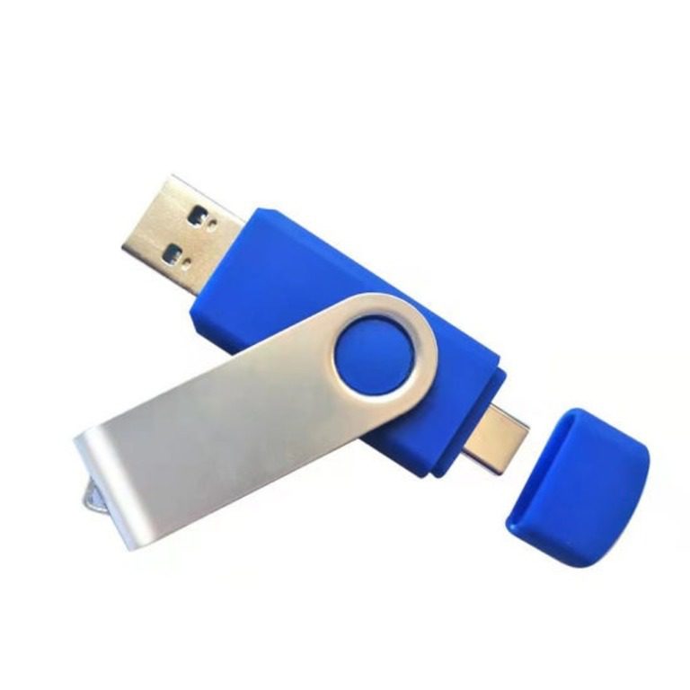 Blue USB drive with Silver Cover