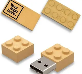 Yellow building block USB drive for storage