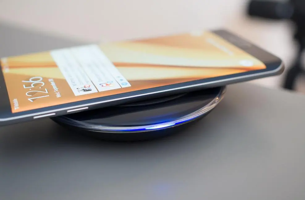A phone kept on a wireless charger
