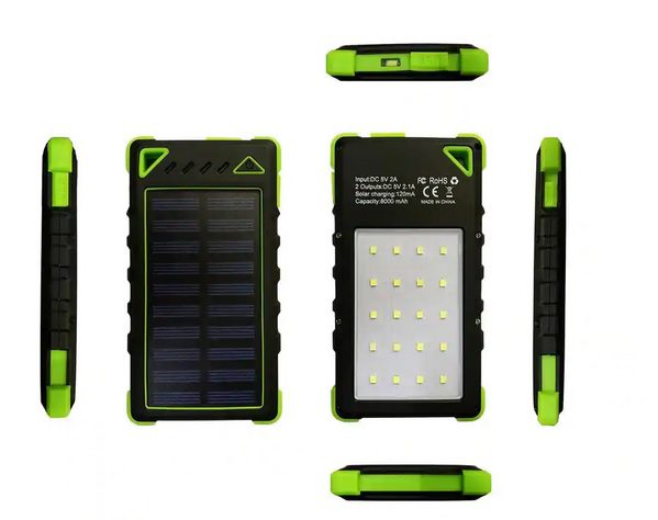 A Solar Power Powered Power Bank With a Black Case