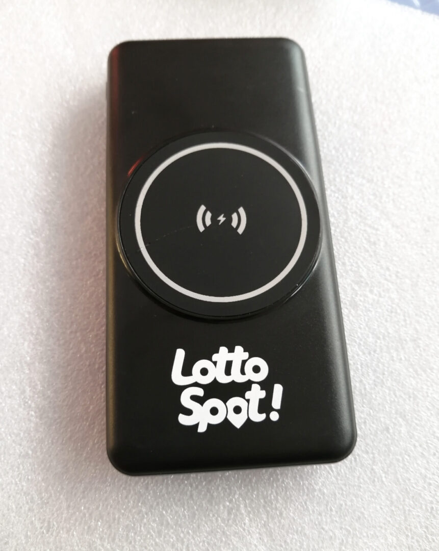 A Lotto Spot Touch Power Bank in Black