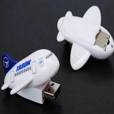 Airplane toy shape novelty USB drives on black background